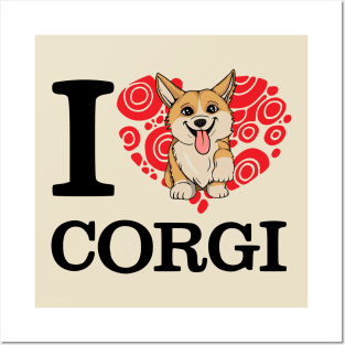 I Love Corgi White T-shirt Posters and Art